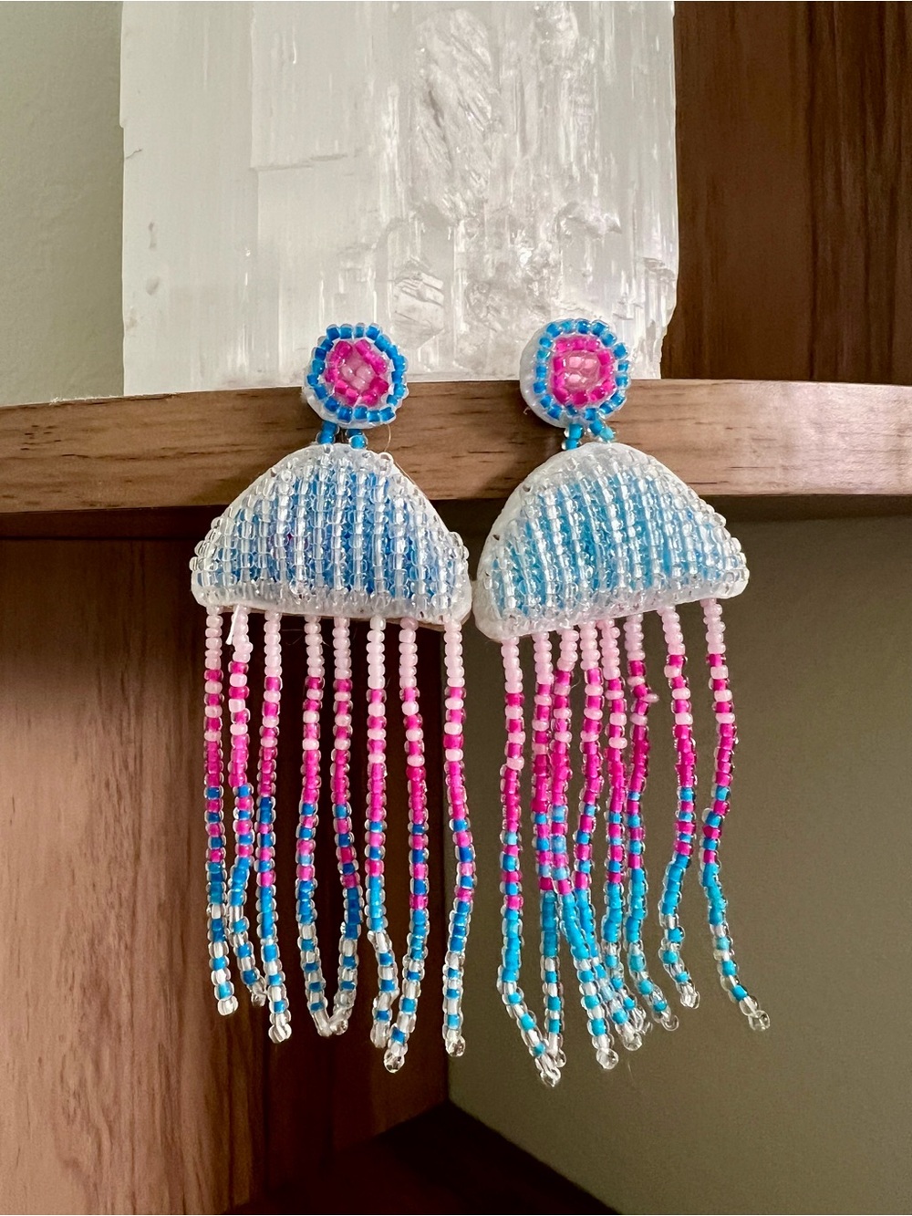 Stunning Blue and Pink Jellyfish Earrings